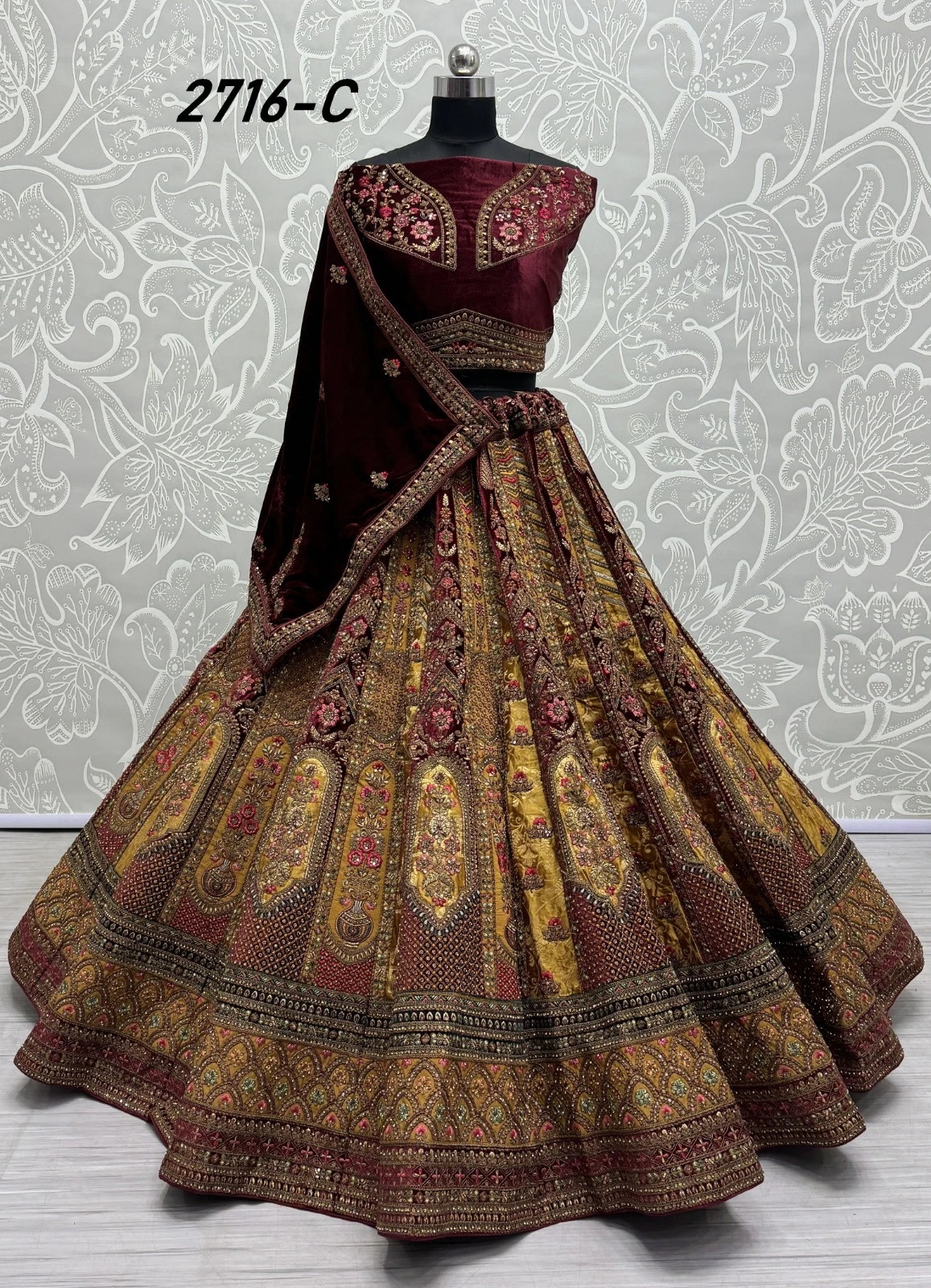 Anjani Art 2716A To 2716C Velvet Wholesale Lehenga Catalog — Wholesale Lehenga, MPA wholesale from Surat — view 6